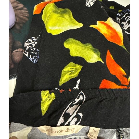 Soft Surroundings Women's Skirt Black Floral 100% Rayon Tropical Petite Large PL - Picture 7 of 11